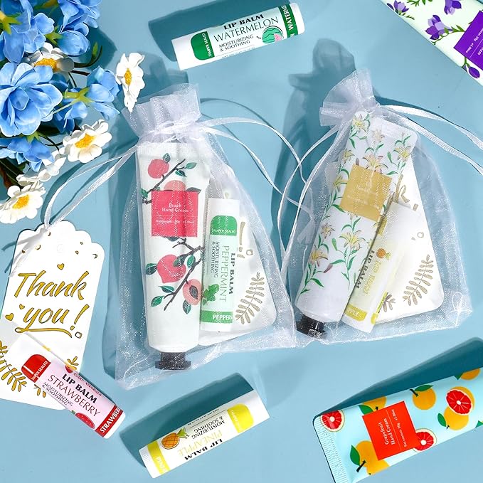 AZEN 24 Sets Bulk Gifts, Hand Cream and Lip Balm Bulk Set - Image 3