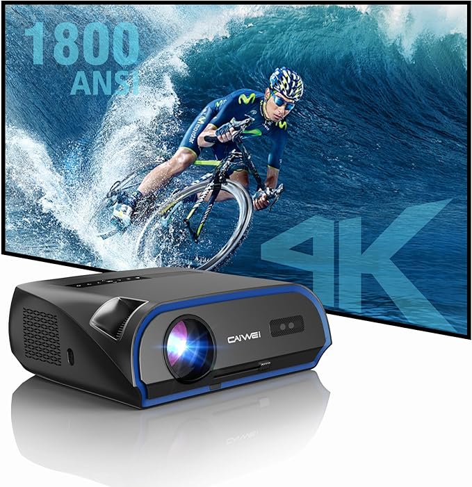 High Bright Projector 1800 ANSI Lumens, 4K Support, WiFi6 & Bluetooth, Smart by Pxodyda