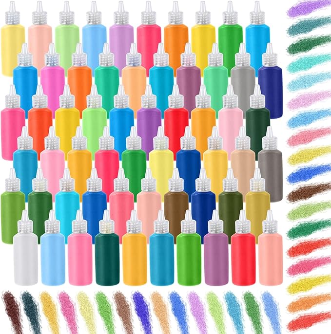 Wettarn 120 Pcs 1.25 oz Sand Art Bottle Kits 60 Colors of Sand and Bottle by Wettarn
