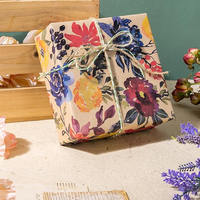 RUSPEPA Watercolor Floral Gift Wrapping Paper - Image 5