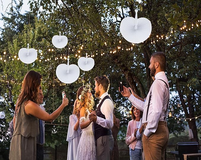 ZWIN 48 Pcs Paper Fans Wedding Paper Fans - Image 7