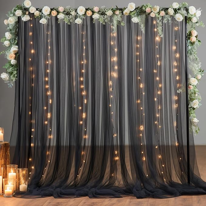 10×10ft Black Tulle Backdrop Curtain - Image 5