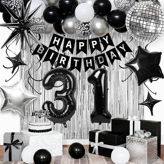 31st Birthday Decorations for Men Women, Fringe Curtains Kit by Birthdaypartyexpert