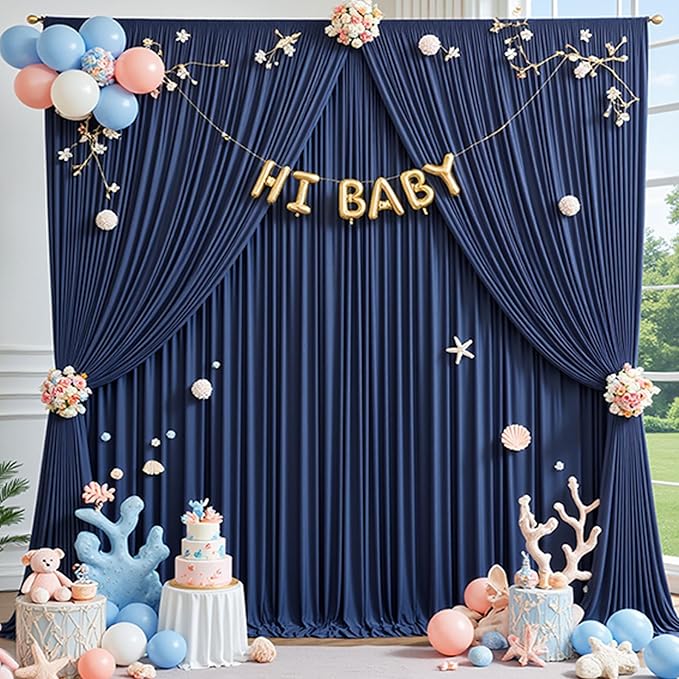 60×14ft Wrinkle Free Navy Blue Backdrop Curtain - Image 6