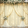 Beige Backdrop Curtains with Lights String by Partisky