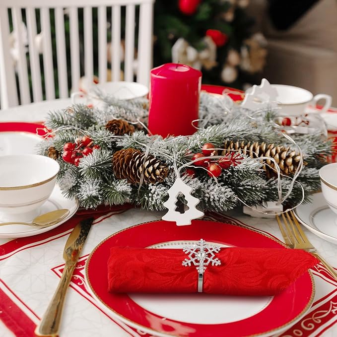 Patelai 100 Pieces Snowflake Napkin Rings Thanksgiving Christmas Napkin Holders - Image 5