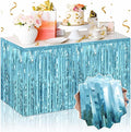3 Pack 29 x108 Inch Light Blue Foil Fringe Table Skirts Metallic Banner by LANTIANCHEN