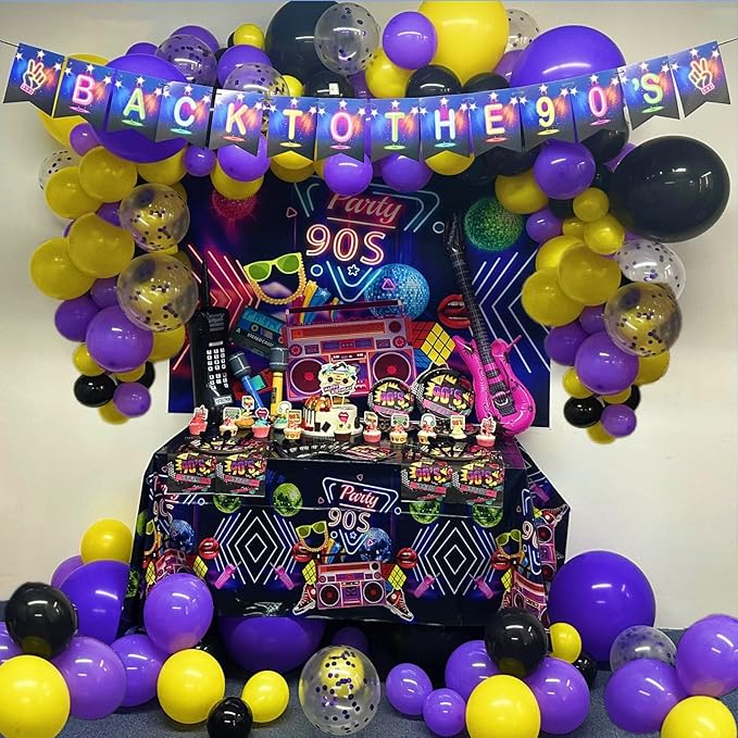 90s Party Decorations 80's 90's Theme Party Bundle includes Inflatable - Image 3
