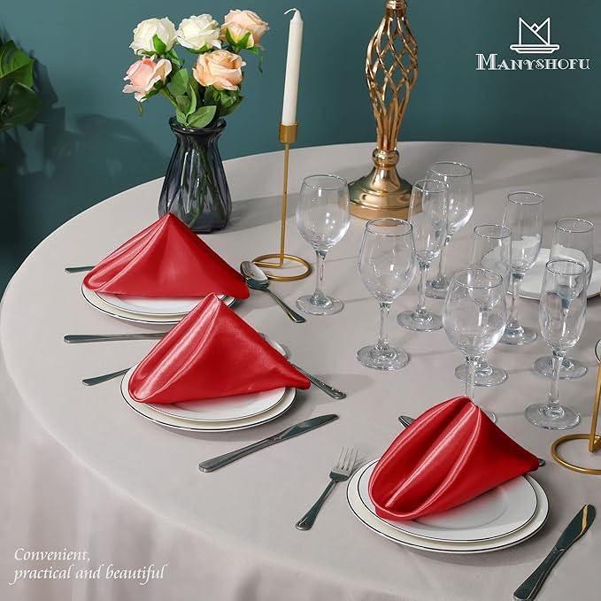 Manyshofu 50 Pieces Red Satin Napkins - Image 7