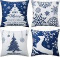 NANAN Christmas Pillow Covers 18X18 Inch Set of 4 Navy Blue Christmas Pillow by NANAN
