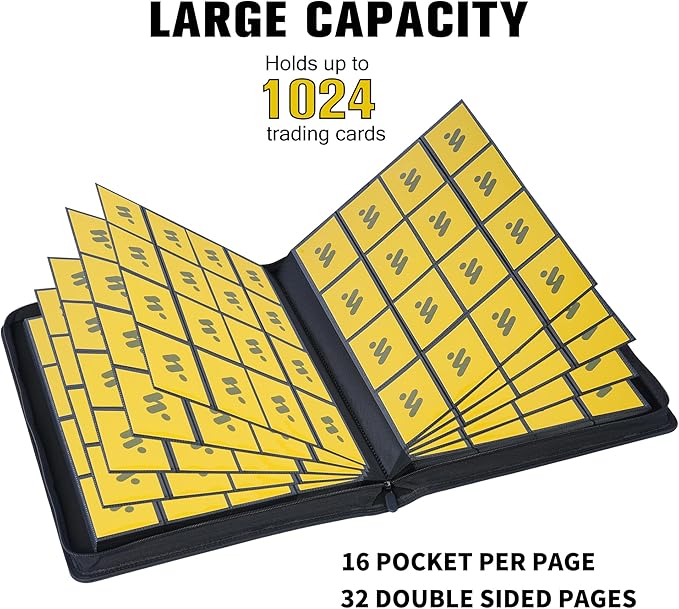 Premium 1000+ Pockets Card Binder, 16 Pockets Trading Card Binder Ringless Side - Image 2