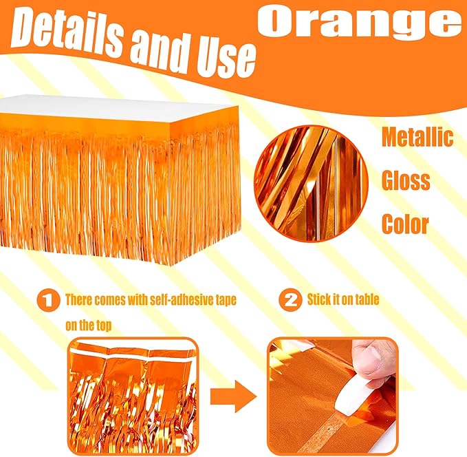 4 Pack 29x108 Inch Metallic Foil Fringe Tinsel Table Skirts - Image 3