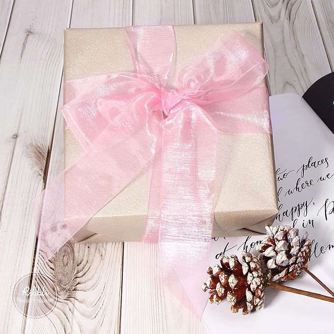 Ribbli Rose Pink Sheer Organza Ribbon, 1-1/2 Inches x Continuous 50 Yard Use - Image 2