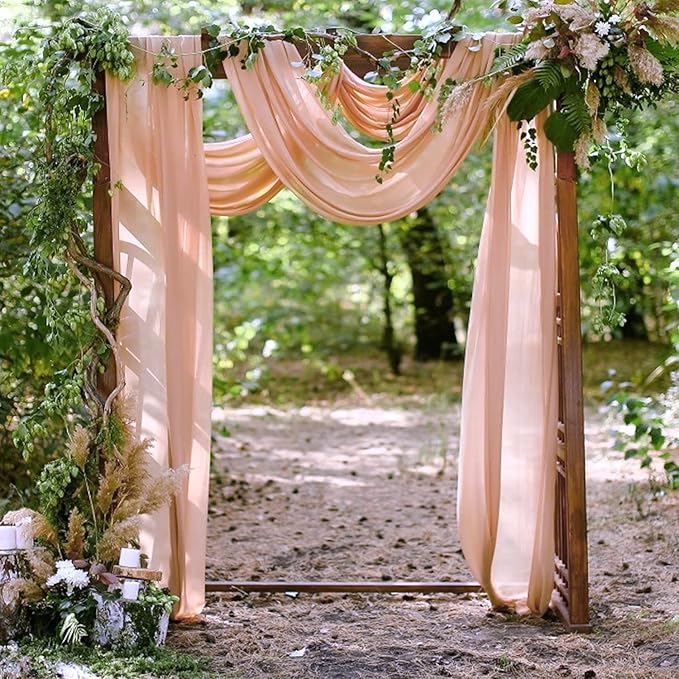 Blush Wedding Arch Draping Fabric Sheer Arch Drapes Backdrop Curtain - Image 2