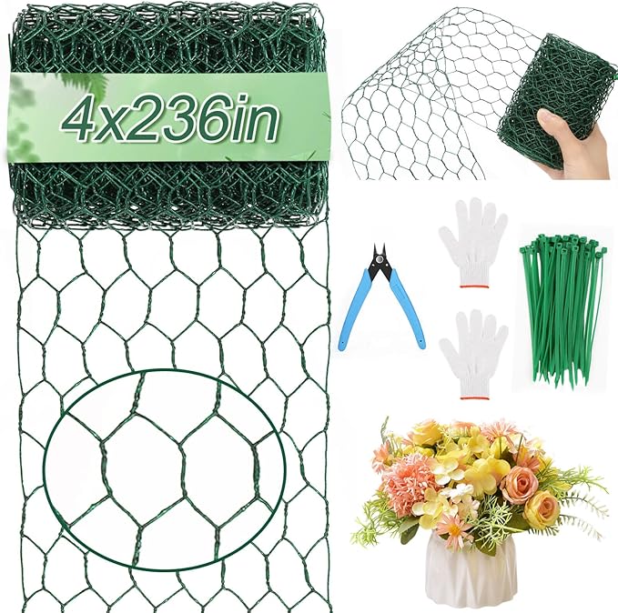 4 × 236 in Floral Wire Netting, Galvanized Coated Chicken Mesh Netting by ROADPLUM