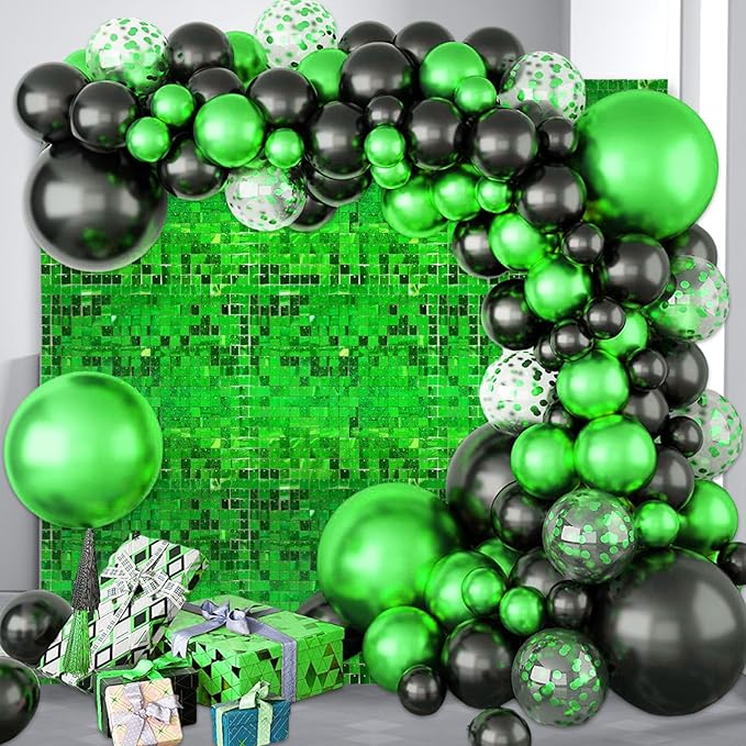 12PCS Green Shimmer Wall Backdrop, Laser Square Sequin Photo Backdrops Panel - Image 6