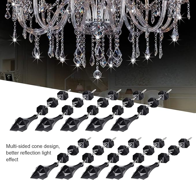 Buachois 10Pcs Clear Acrylic Crystal Ornament Beads Garland Chandelier Hanging - Image 3