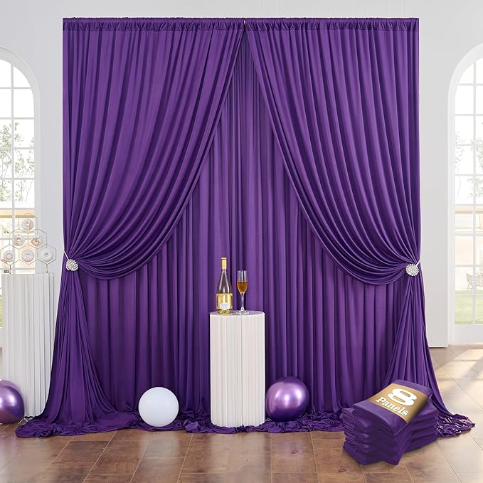 8 Panels Purple Backdrop Curtains by CO-AVE