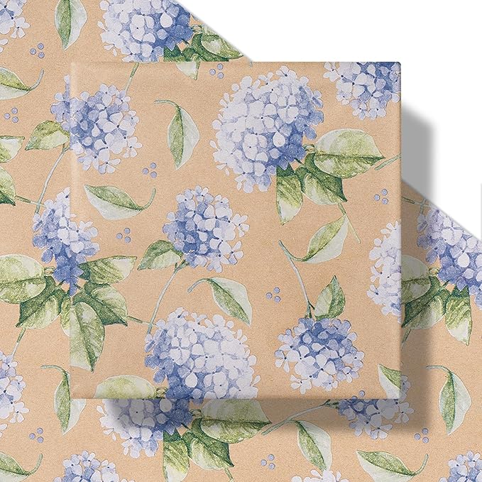 RUSPEPA 30" X 32.8' Hydrangea Wrapping Paper Large Kraft Paper Roll, Jumbo Roll - Image 2