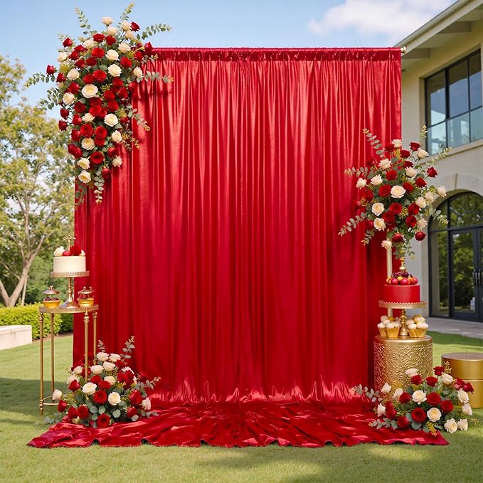 20x10 ft Wrinkle Free Red Sequin Backdrop Curtain - Image 8