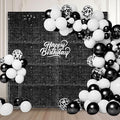 24PCS Black Shimmer Wall Backdrop, Square Sequin Backdrops Panel, Glitter Wall by ZEBMOON