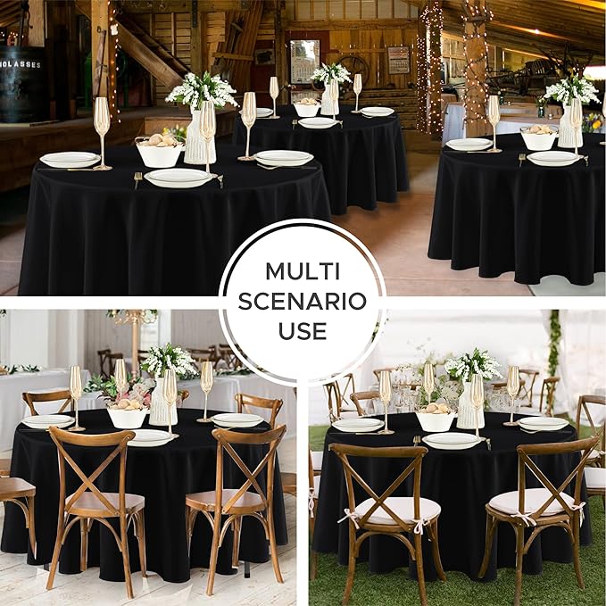 Fitable 8 Pack Round Tablecloths: Stain Resistant Wrinkle Free Circle Table - Image 7