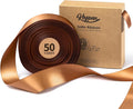 Brown Satin Ribbon 1-1/2 Inch 50 Yards Double-Faced Polyester Ribbons by Keypan