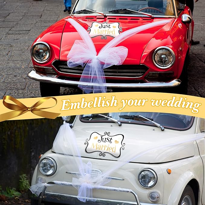 2 Pcs Large Just Married Car Decorations Just Married Car Magnets Sign - Image 6