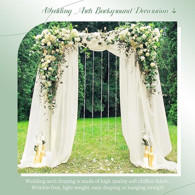 Wedding Arch Draping Fabric, 4 Panels 28" x20ft Ivory Wedding Arch Drapes - Image 6