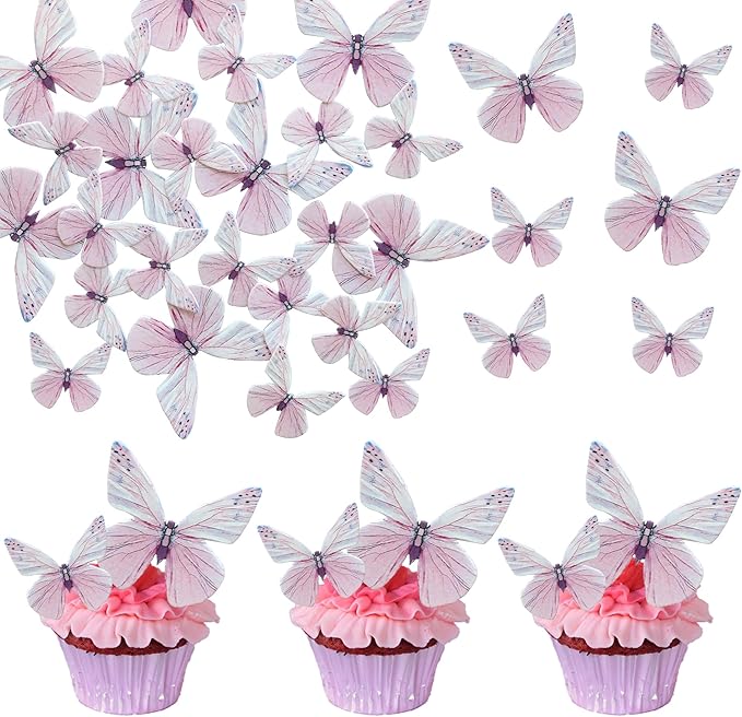 Ephlyn 72Pcs Edible 3D Butterfly Cupcake Toppers Cute Butterfly Picks Realistic by Ephlyn