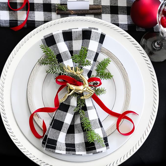 ZeeDix Gold Reindeer Christmas Napkin Rings Set of 8, Napkin Holder Ring - Image 6