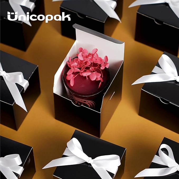 UnicoPak 50 Pack 4x4x4 Black Gift Boxes, Elegant Small Gift Boxes - Image 4