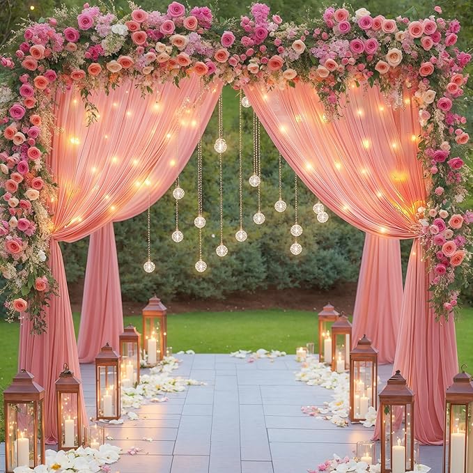 10ft x 10ft Dusty Rose Chiffon Backdrop Curtain - Image 4