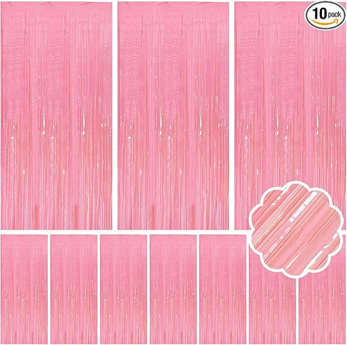 10 Pack Pastel Pink Streamers Party Decorations Party Backdrop Foil Fringe by Unknown