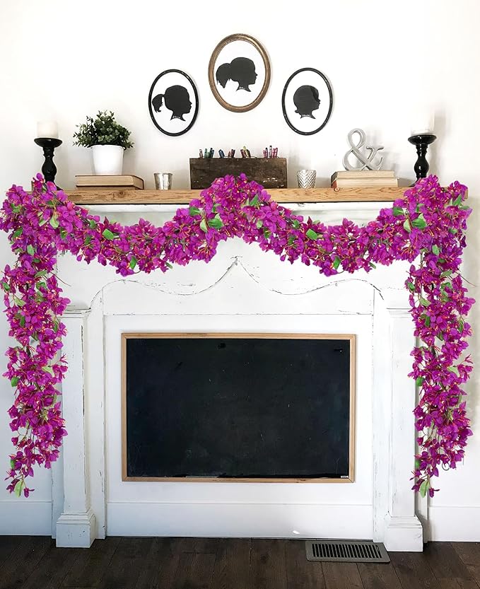 Briful 6ft Purple Bougainvillea Flower Garland – Artificial Silk Floral Vine - Image 4