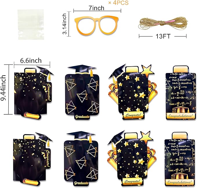 pinkblume Graduation Party Decorations Black and Gold Grad Photo Banner - Image 2