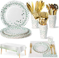 141 Pieces Green Dots Party Supplies, Party Dinnerware Sets Include Paper by Nkaiso