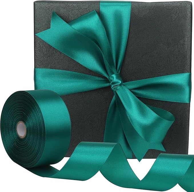 Teal Solid Satin Ribbon 1-1/2 Inch 50 Yards Solid Polyester Fabric Ribbon - Image 5