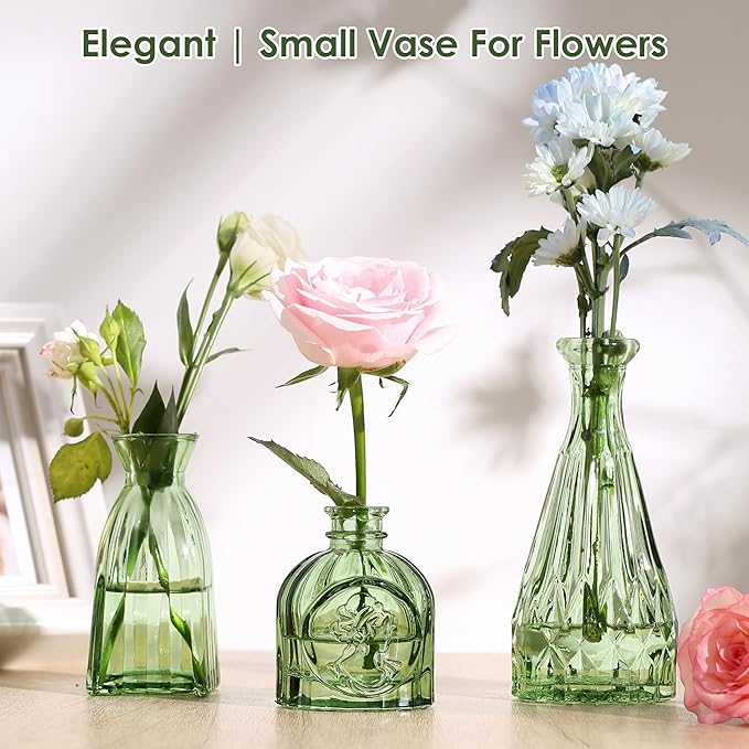 Vintage Small Glass Vases Set of 10, Mini Bud Vases - Image 4