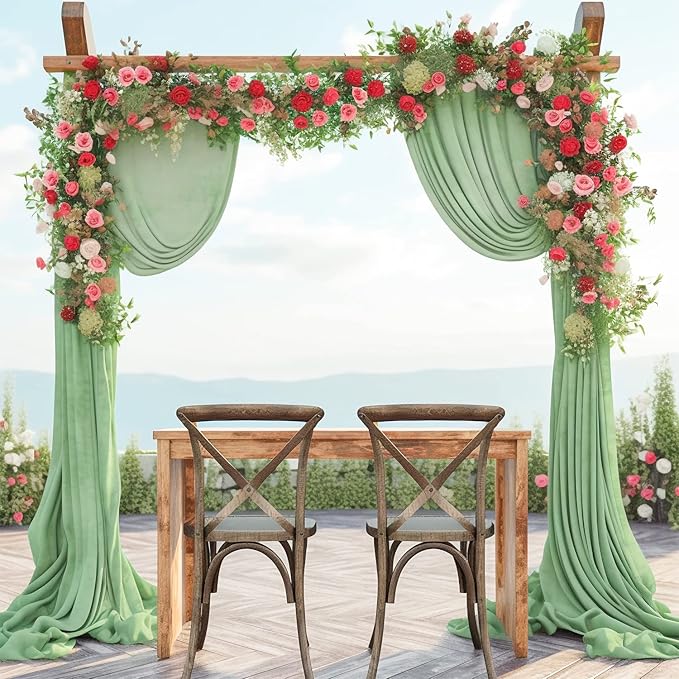 Sage Arch Drapes for Wedding Arch Draping Fabric Sheer Backdrop Curtain for - Image 9