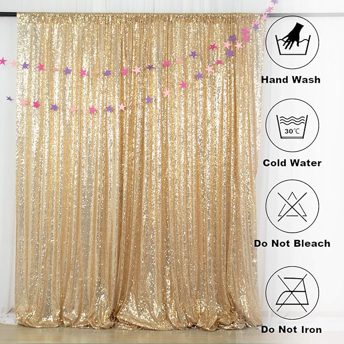ShinyBeauty Champagne Gold Sequin Backdrop - Image 5