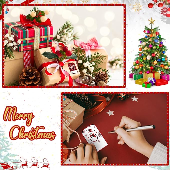 Zonon 720 Pieces Self Adhesive Christmas Gift Tag Xmas Kraft Name Tags Natural - Image 7
