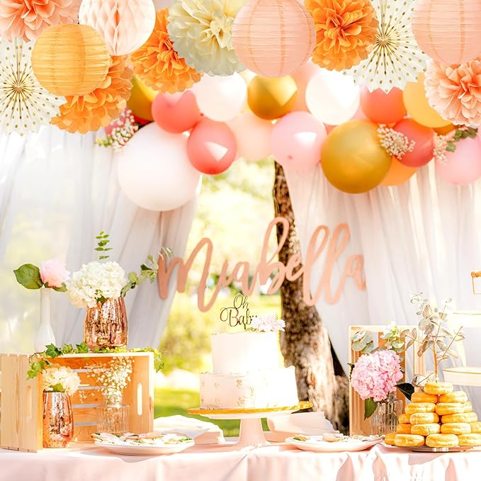 Beige-Orange Peach Fall-Boho Hanging Party-Decorations - Image 6
