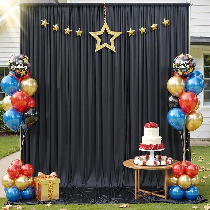 60x12ft Wrinkle Free Black Backdrop Curtain - Image 3
