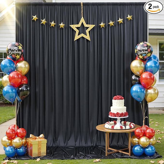 10x12ft Wrinkle Free Black Backdrop Curtain by ENJOYYOURPARTY