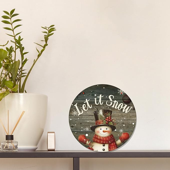 CGBHW Winter Wooden Sign, Vintage Snowy Snowman Hanging Sign Wall Decor - Image 4