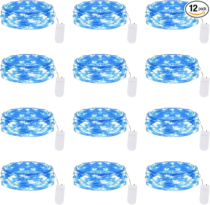 Lakumu 12 Pack Fairy Lights Battery Operated -7FT 20LED String Lights Silver by Lakumu