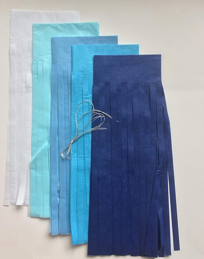 Fonder Mols 25pcs Navy Blue White Tissue Paper Tassel Garland Tassel Banner - Image 2