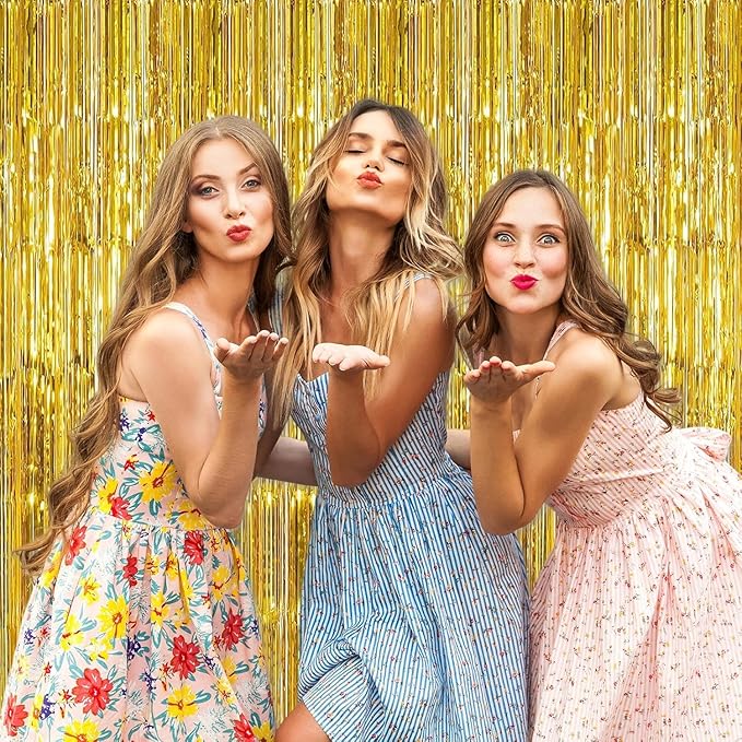 24 Pack Gold Metallic Foil Fringe Curtains, 3.2ft x 8.2ft Foil Fringe Curtain - Image 5