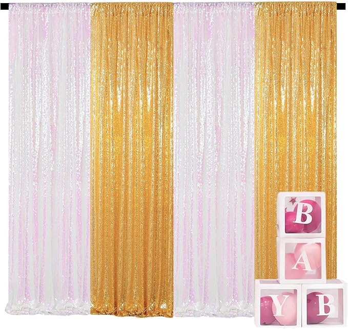 ShinyBeauty 4-Pack Sequin Photo Backdrop Curtains 2x8FT - Image 4